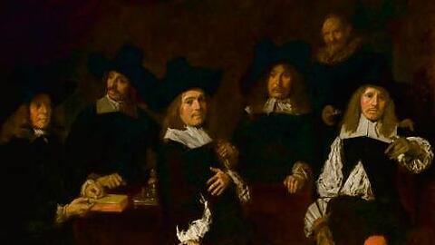 Die Regenten des Altmännerhospiz hat Frans Hals 1664 mit dem schnellen, lockeren Pinselstrich seines Alterswerks porträtiert &ndash; was die Lebendigkeit steigerte.