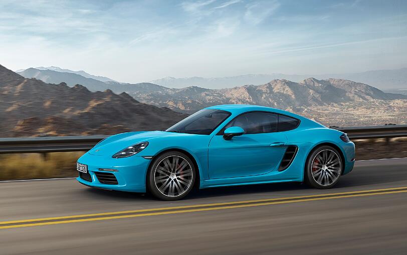 Der neue Porsche 718 Cayman, hier die S-Version, ist mit 300 und mit 350 PS zu haben - und ausschließlich mit aufgeladenen Vierzyluindern.