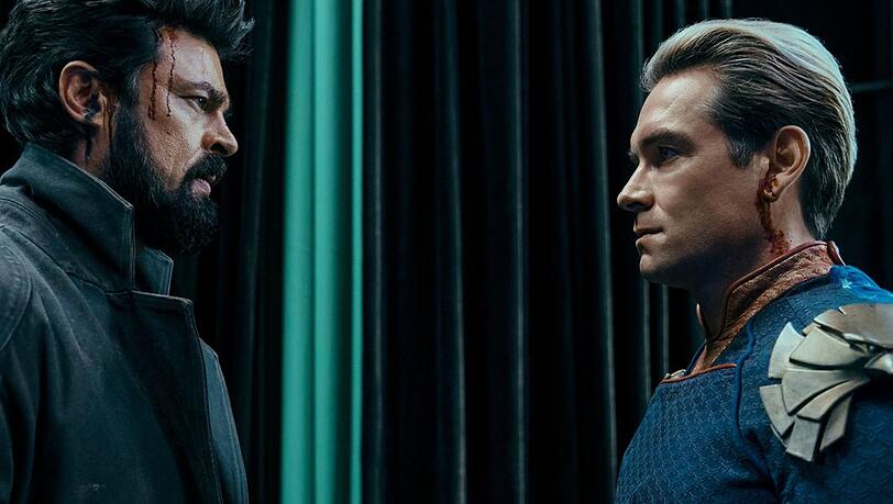 Butcher (Karl Urban, l.) und Homelander (Antony Starr) stehen vor ihrer finalen Konfrontation. Butcher (Karl Urban, l.) und Homelander (Antony Starr) stehen vor ihrer finalen Konfrontation.