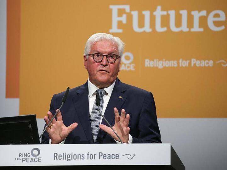 Bundespräsident Frank-Walter Steinmeier spricht zum Auftakt der 10. Weltkonferenz von Religions for Peace.