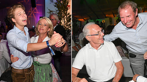 Bayerischer Abend beim Kaiser Cup. Das Weißbier floss, es wurde ausgelassen getanzt und leidenschaftlich gesungen. Immer vorne mit dabei: Die Beckenbauers. Hier gibt's die Bilder.