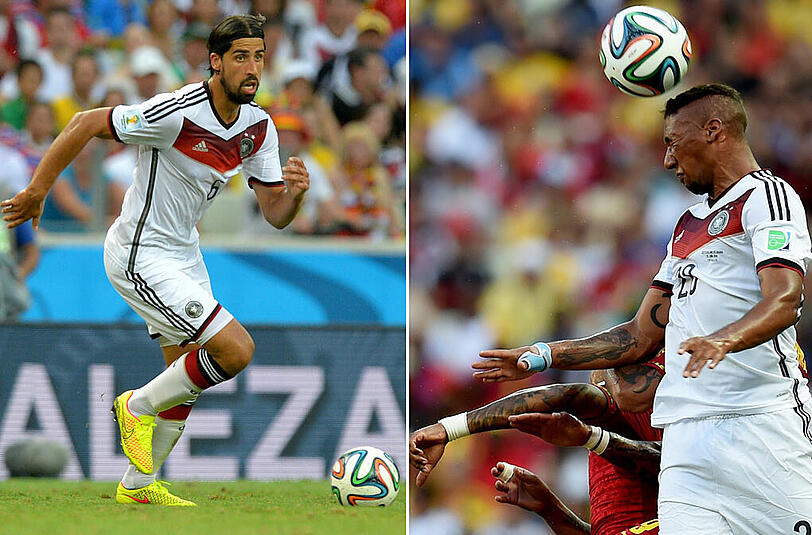 Die deutsche Nationalmannschaft kann für das letzte WM-Gruppenspiel am Donnerstag in Recife mit den zuletzt angeschlagenen Profis Sami Khedira (links) und Jérôme Boateng planen.