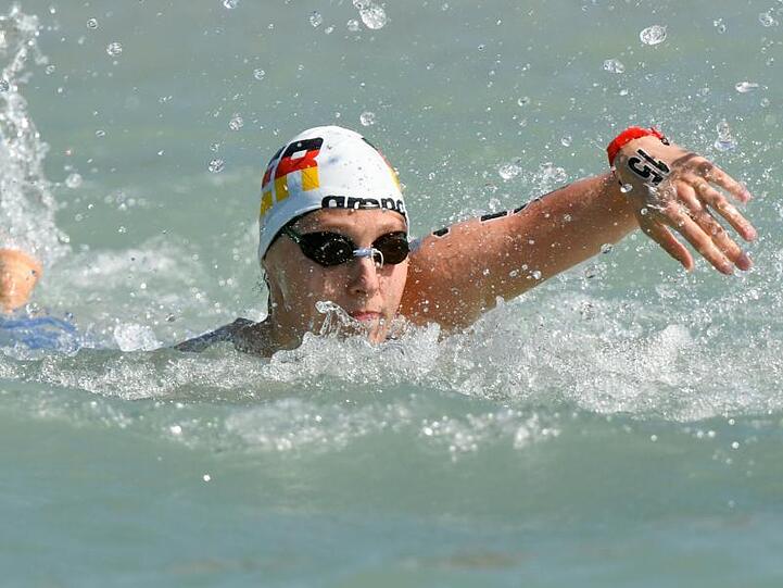 Freiwasserschwimmerin Leonie Antonia Beck. Foto: Axel Heimken/dpa/Archivbild