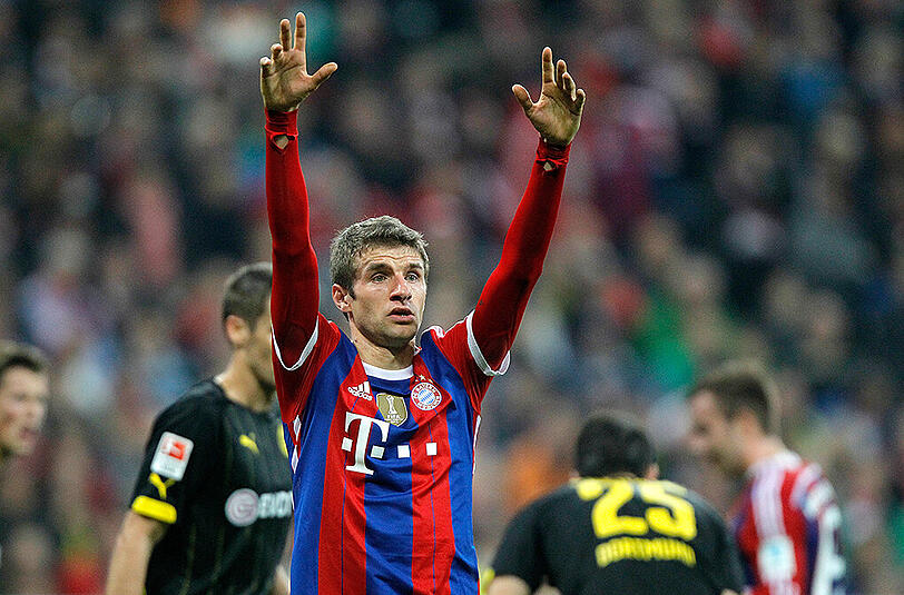 Hoch oben mit den Bayern, während der BVB im Tabellenkeller festsitzt: Thomas Müller.
