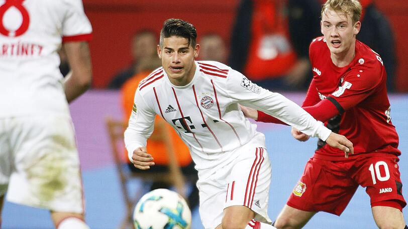 Irgendwann Teamkollegen? James Rodriguez (li.) vom FC Bayern und Julian Brandt von Bayer Leverkusen.