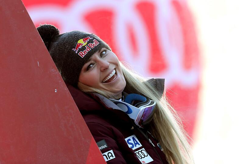 21. Januar 2017: Lindsey Vonn nach ihrem Sieg in der Abfahrt beim Weltcup in Garmisch-Partenkirchen.
