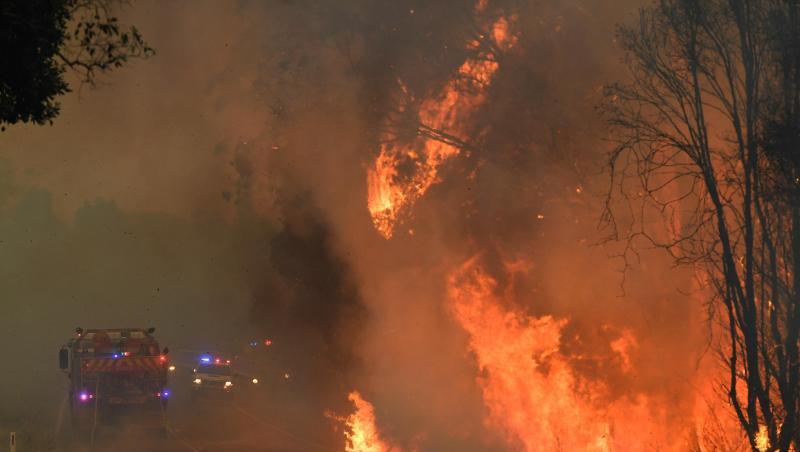 Feuerwehrleute kämpfen gegen die Buschfeuer in der Nähe von Coffs Harbour an. Feuerwehrleute kämpfen gegen die Buschfeuer in der Nähe von Coffs Harbour an.