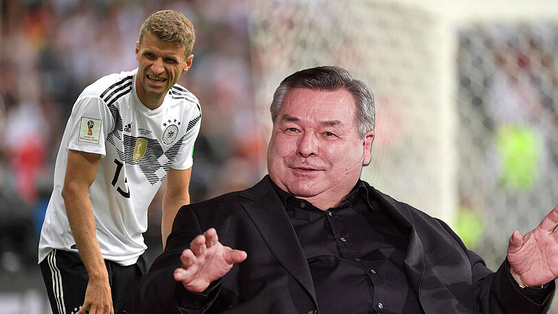 Kritischer Betrachter: TV-Kult-Moderater Waldemar Hartmann (re.), auch bei Thomas Müller vom FC Bayern.
