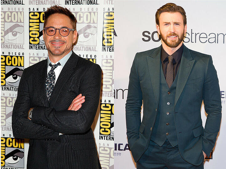 Stehen sich offenbar in "Captain America 3" gegenüber: Robert Downey Jr. (l.) und Chris Evans