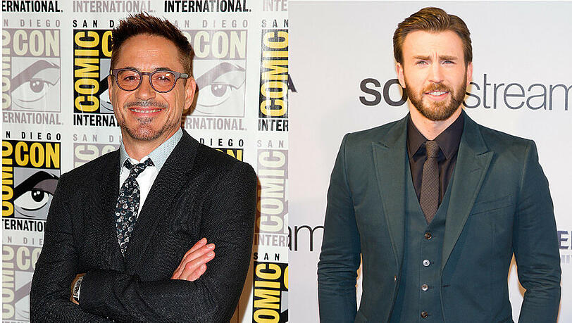 Stehen sich offenbar in "Captain America 3" gegenüber: Robert Downey Jr. (l.) und Chris Evans Stehen sich offenbar in "Captain America 3" gegenüber: Robert Downey Jr. (l.) und Chris Evans