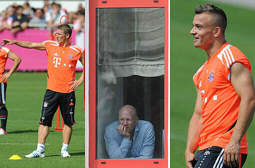 Wann kommt Martinez? Kommt er überhaupt? Die Gerüchte lassen die Bayern-Spieler kalt. Jetzt ist erstmal Training in der Sommer-Hitze angesagt. Die aktuellen Bilder von der Säbener.