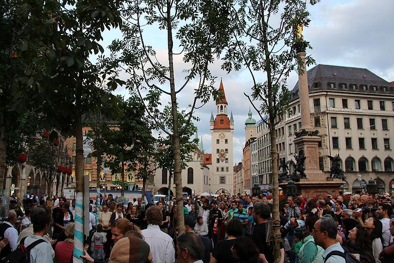 Die Bäume am Marienplatz.