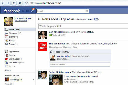 Profilseite bei Facebook