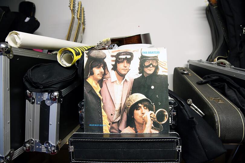 Lustiges Foto von den Beatles auf einer sehr seltenen Platte, die ebenfalls im Depot schlummert.