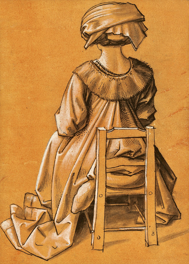 Spektakuläre Rückenfigur: die heilige Thekla von Hans Holbein d. Älteren aus dem "Kleinen Klebeband" der Fürsten zu Waldburg-Wolfegg.