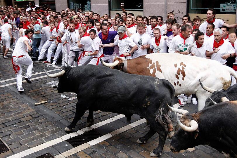 Der erste Lauf der Fiesta von San Fermin.