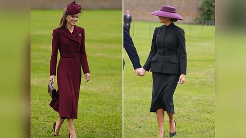 Prinzessin Kate (li.) und Melania Trump erschienen in ähnlichen Silhouetten.
