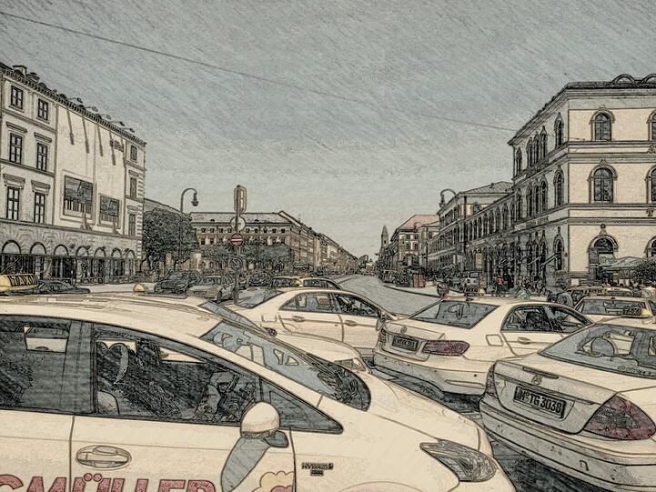Weitere verfremdete Bilder mit der "Paper Camera". Erkennen Sie München so wieder?
