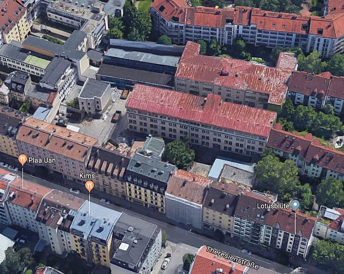 Das Arri-Gelände früher, die Theresienstraße ist unten.