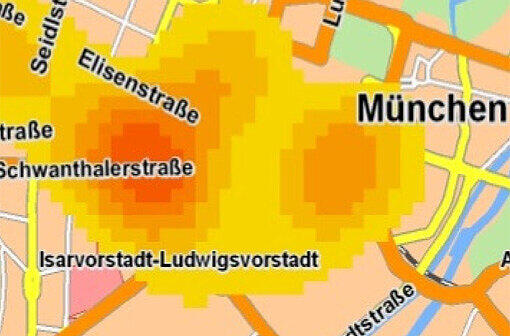 Von Gelb bis rot: Das sind die Hotspots in München wenn es um die Häufigkeit von Verbrechen geht.