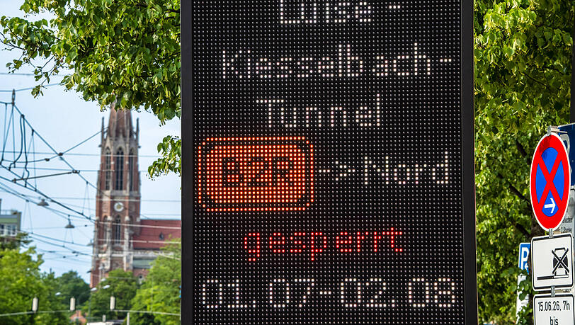 Richtung Norden ist der Luise-Kiesselbach-Tunnel seit diesem Mittwoch gesperrt. Bis Anfang August m&uuml;ssen sich Autofahrer eine andere Route suchen.