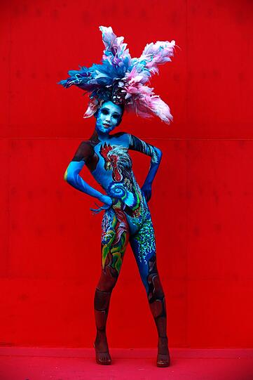 Schrille Outfits, nackte Haut. Das Internationale Bodypainting Festival in Daegu, Süd-Korea. Hier sind die schönsten Fotos.