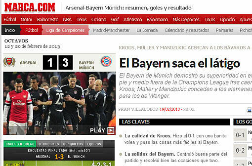 "Bayern nimmt die Peitsche", schreibt das spanische Portal "Marca.com".