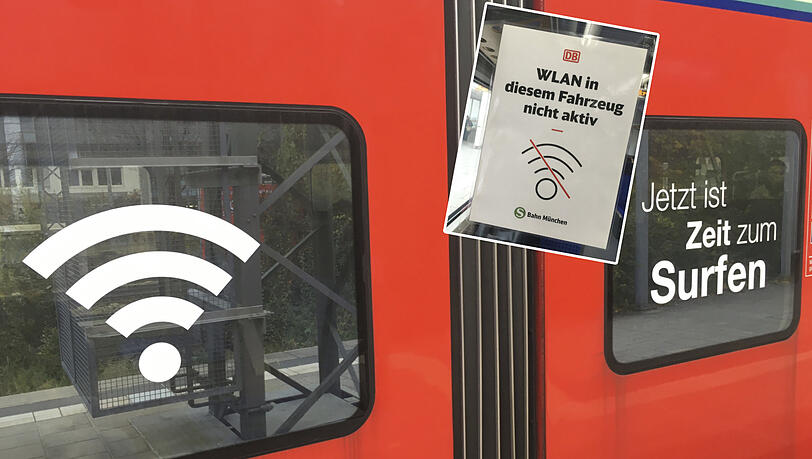 Zwar wirbt der Zug außen mit WLAN, aktiv ist es aber nicht.