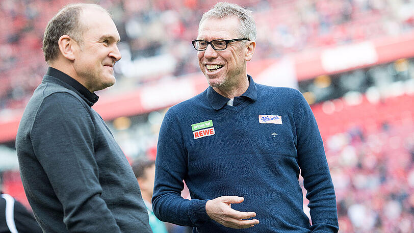 Trainer Peter Stöger und Geschäftsführer Jörg Schmadtke (links) hatten seit 2013 die sportlichen Geschicke beim 1. FC Köln geführt und galten lange als Traumduo.