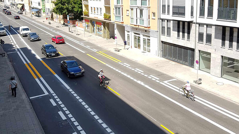 Die Schwanthalerstraße mit ihren neuen Radlstreifen.