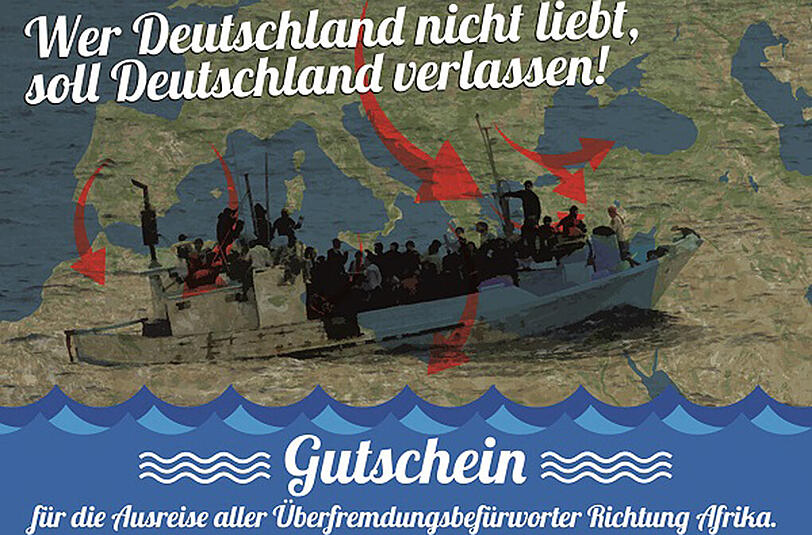 "Gutschein": Diese Hass-Postkarte finden derzeit viele in ihrem Briefkasten.
