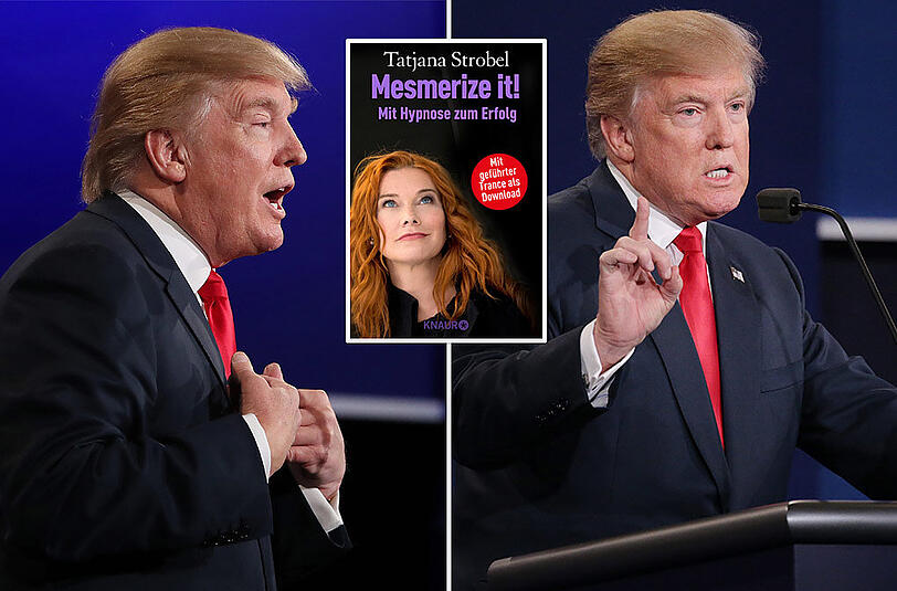Die rote Krawatte symbolisiert Kraft, Stärke und Mut. Doch wenn sich Donald Trump am Rednerpult festhält, verrät das seine Unsicherheit.