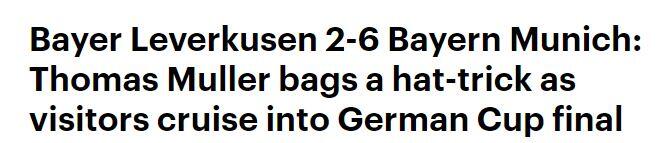 Daily Mail: "Thomas Müller schießt die Bayern mit einem Hattrick auf einer Spazierfahrt ins deutsche Pokalfinale".