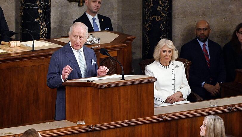 K&ouml;nig Charles III. w&auml;hrend seiner Rede vor dem Kongress.