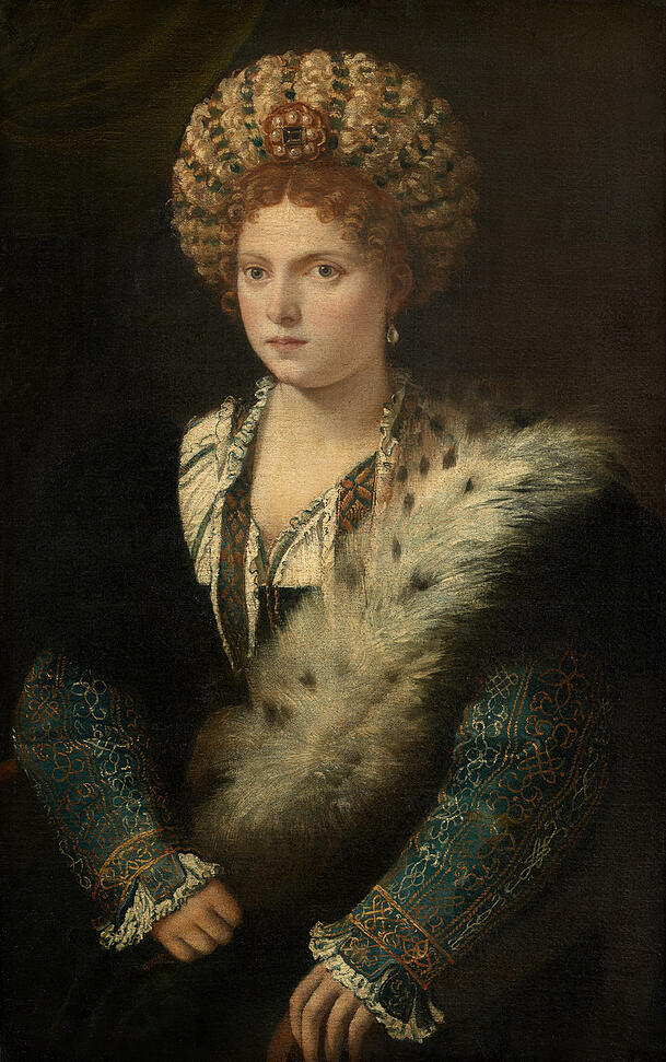Isabella d'Este ließ sich von Tizian um 1534/36 als junge Frau malen, da war sie bereits über 60. Isabella d'Este ließ sich von Tizian um 1534/36 als junge Frau malen, da war sie bereits über 60.