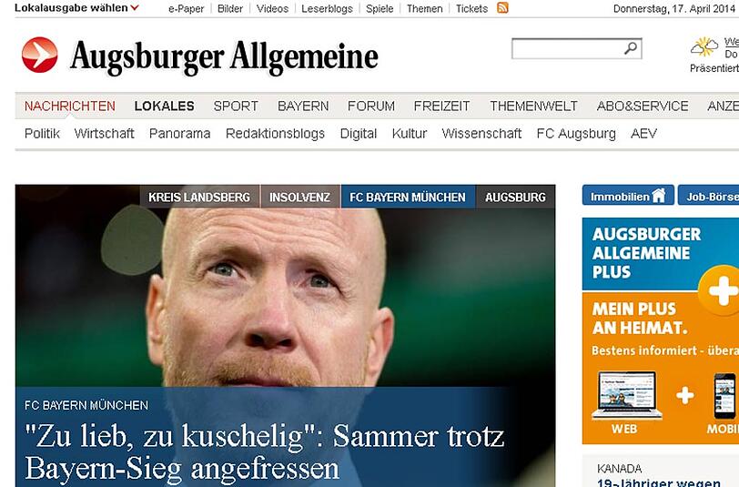 Die "Ausgburger Allgemeine" wiederum greift das Thema "Sammer" auf.