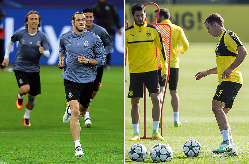 Borussia Dortmund mit Mario Götze erwartet Real Madrid mit Gareth Bale (links) zum Klassiker in der Champions League.