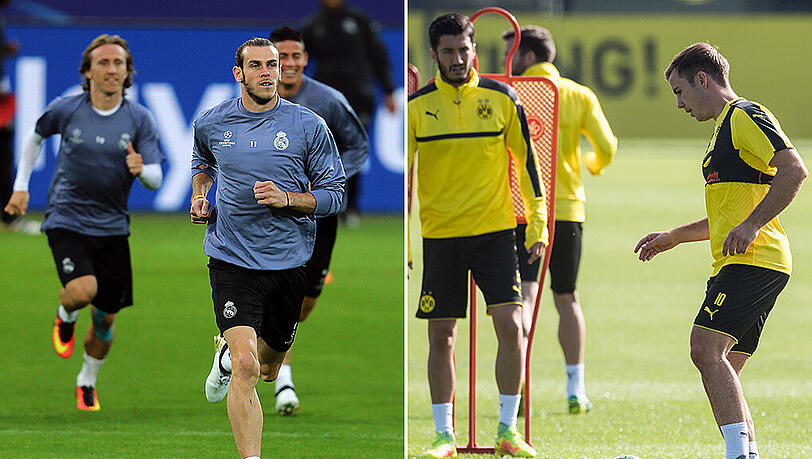 Borussia Dortmund mit Mario Götze erwartet Real Madrid mit Gareth Bale (links) zum Klassiker in der Champions League.