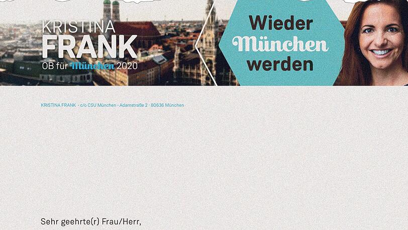 Solche Schreiben hat die CSU im Namen ihrer OB-Kandidatin Kristina Frank verschickt.