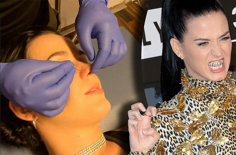 Katy Perry bekommt ein Nasenpiercing - und zeigt ein Video von der Aktion auf Instagram.