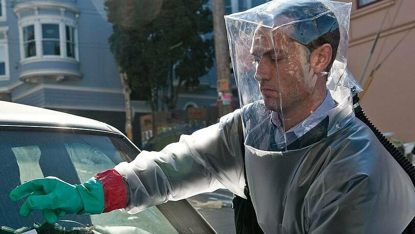 Jude Law alias Alan Krumwiede im Thriller "Contagion" aus dem Jahr 2011. Jude Law alias Alan Krumwiede im Thriller "Contagion" aus dem Jahr 2011.