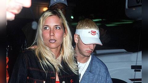 Kim Scott und ihr damaliger Ehemann Eminem auf einem der seltenen gemeinsamen Bilder.