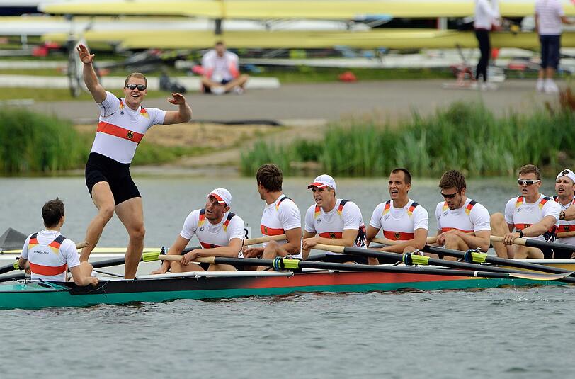 Doch es gibt auch Erfolge für die deutschen Olympioniken: Der Deutschland-Achter holt auf dem Dorney Lake olympisches Gold. Das "Flagschiff" der deutschen Ruderer ist somit seit vier Jahren in 36 Rennen ungeschlagen.