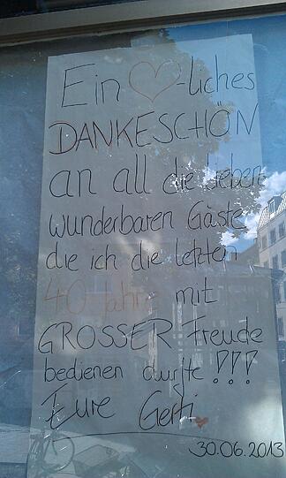 ... sie sich bei all ihren Gästen der letzten 40 Jahre bedankt.