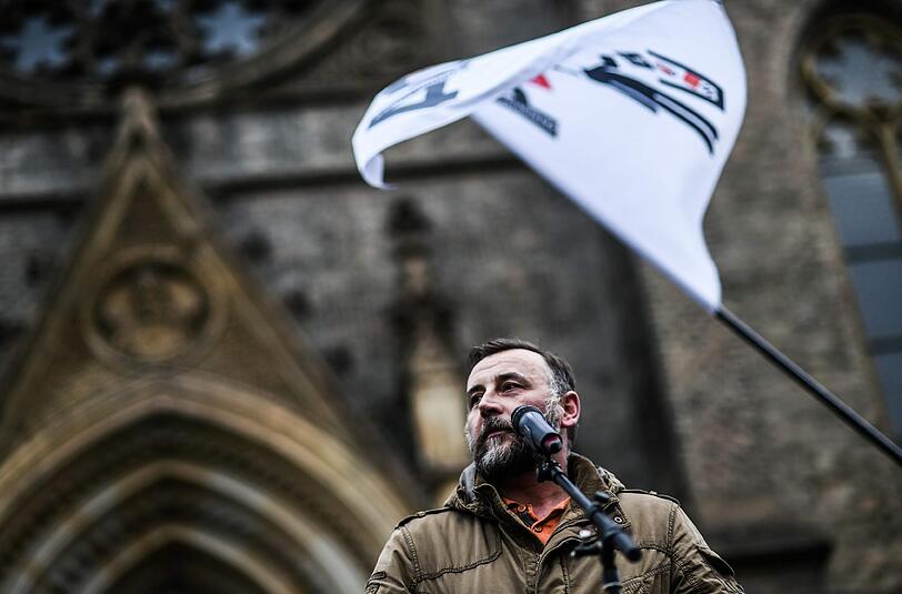 Pegida-Mitbegründer Lutz Bachmann bei einer Anti-Islam-Kundgebung in Prag