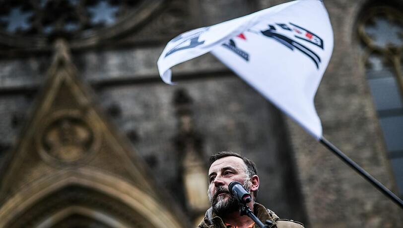 Pegida-Mitbegründer Lutz Bachmann bei einer Anti-Islam-Kundgebung in Prag