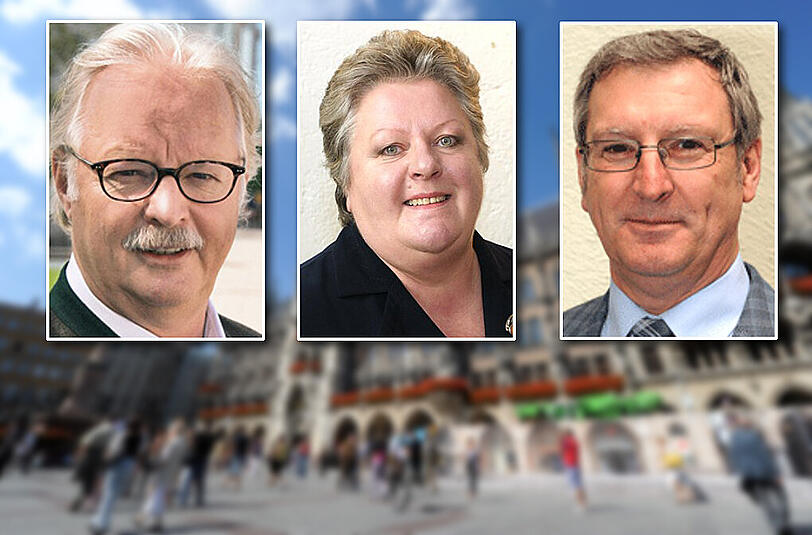 Die Bayernpartei freut sich über Zuwachs: Mario Schmidbauer, Eva Caim (beide CSU) und Johann Altmann (Freie Wähler).