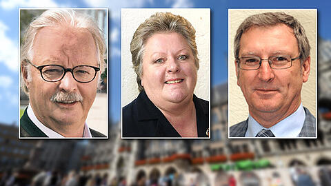 Die Bayernpartei freut sich über Zuwachs: Mario Schmidbauer, Eva Caim (beide CSU) und Johann Altmann (Freie Wähler).