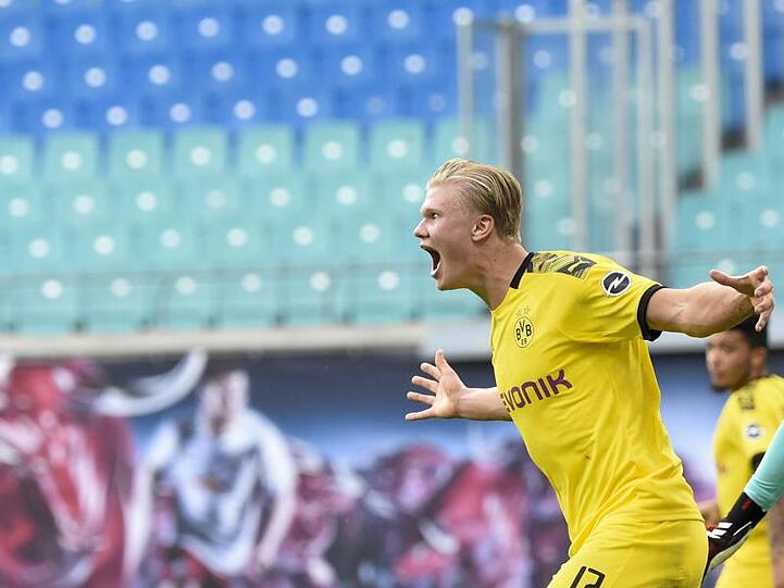 Erling Haaland erzielte beide Treffer der Dortmunder in Leipzig.