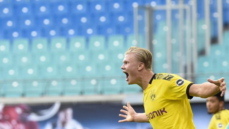Erling Haaland erzielte beide Treffer der Dortmunder in Leipzig. Erling Haaland erzielte beide Treffer der Dortmunder in Leipzig.